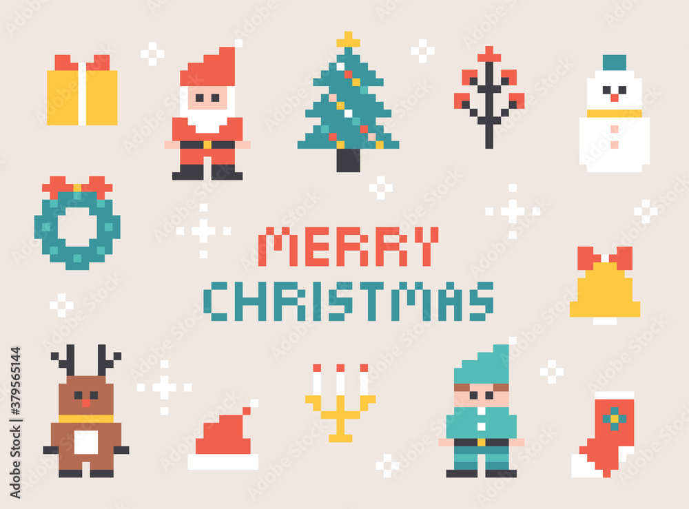 Christmas pixel icon design. flat design style minimal vector illustration.