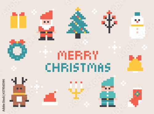 Christmas pixel icon design. flat design style minimal vector illustration. © MINIWIDE