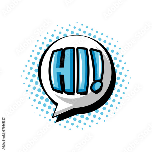pop art hi bubble detailed style icon vector design
