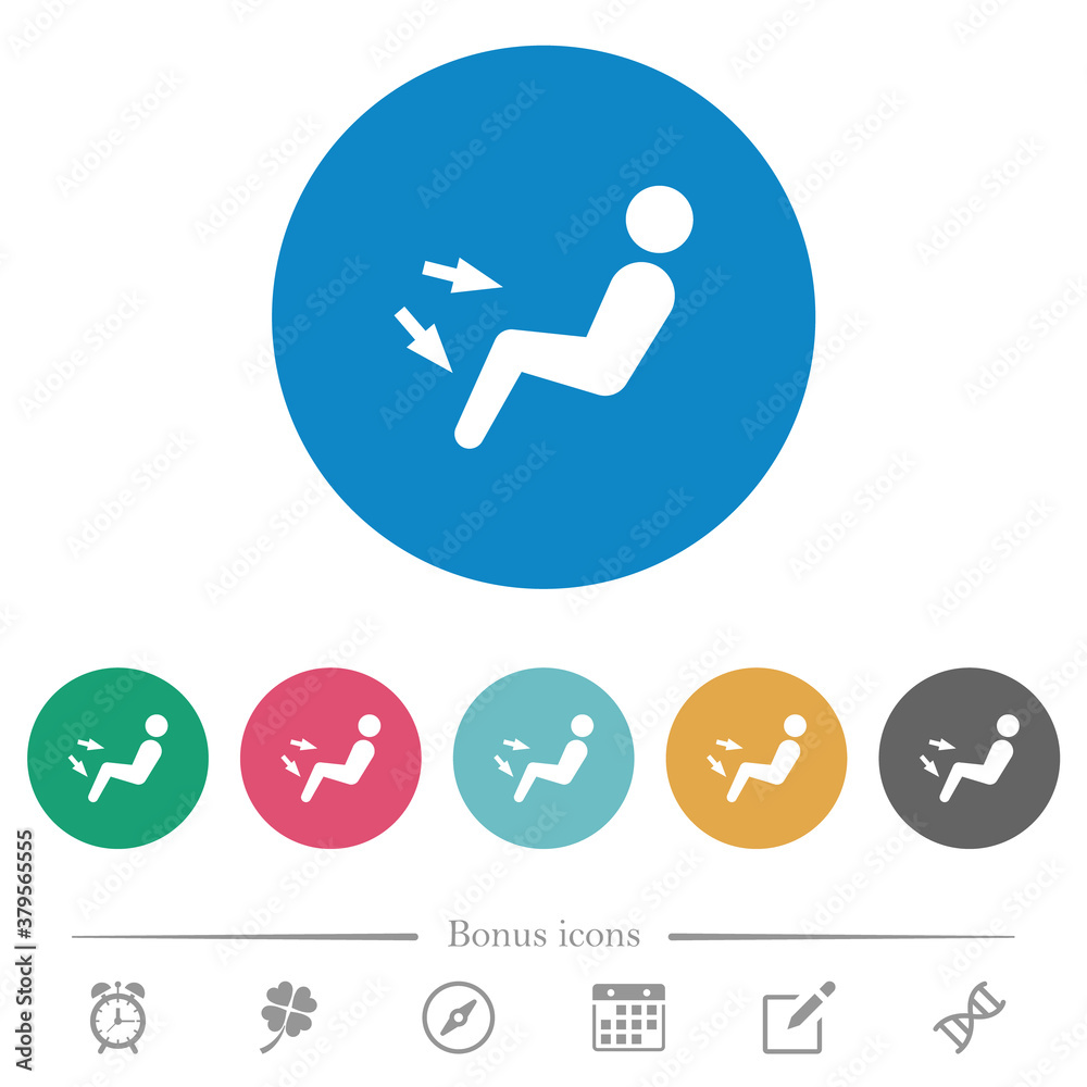 Car air flow direction chest and foot flat round icons Car air flow direction chest and foot flat round icons
