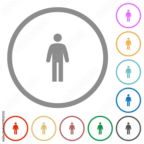 Standing man flat icons with outlines