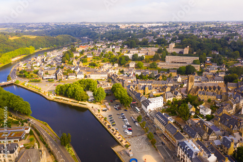 Top view of the city of Lannion. Brittany. France