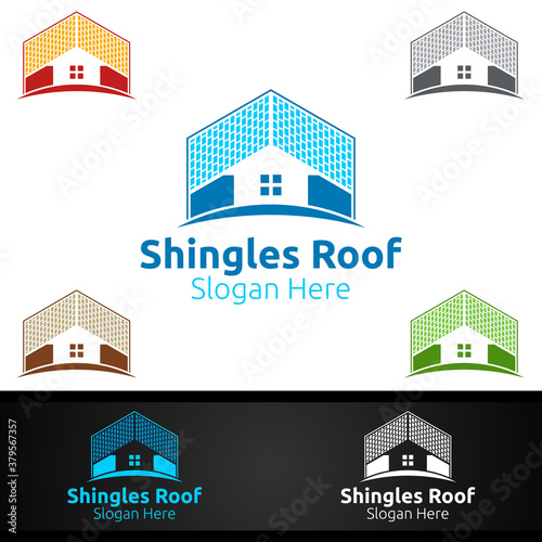 Shingles Roofing Logo for Property Roof Real Estate or Handyman Architecture