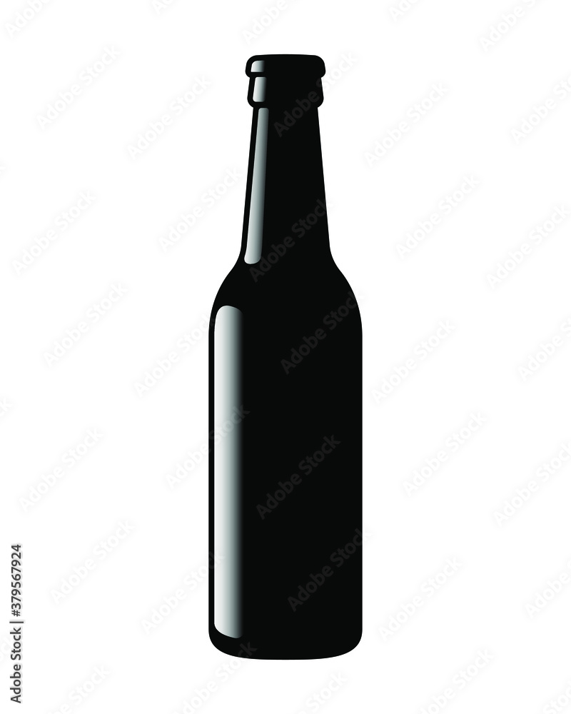 Beer bottle vector icon. Lemonade soda drink symbol. Bar or pub sign. Brewery and restaurant logo. Black silhouette isolated on white background. Beer bottle vector icon. Lemonade soda drink symbol. Bar or pub sign. Brewery and restaurant logo. Black silhouette isolated on white background.