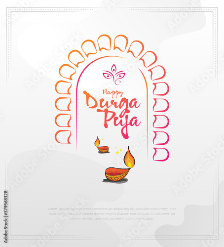 Happy Durga Puja Greeting Background Template Vector Illustration