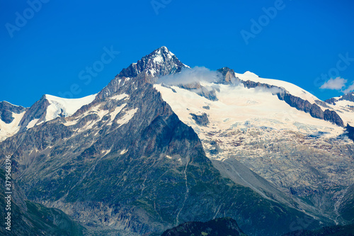 View of slopes and top of mountain Aiguille Verte. Western Alps. France
