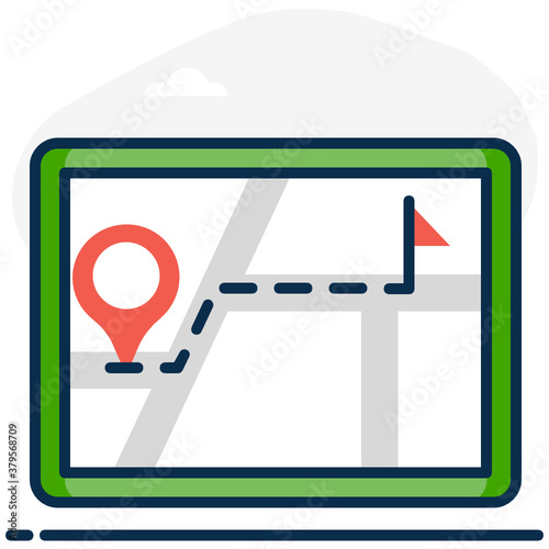 
Navigation street map with flag locating a specific location, presenting destination icon
