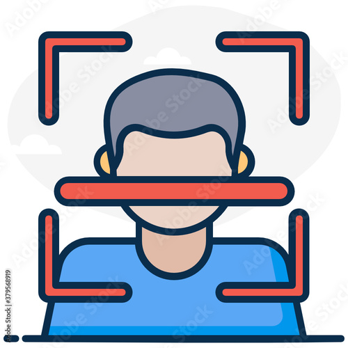 
Icon of facial recognition in flat design, face scanning vector 
