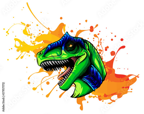 Drawing of a Allosaurus head. Vector animal illustration