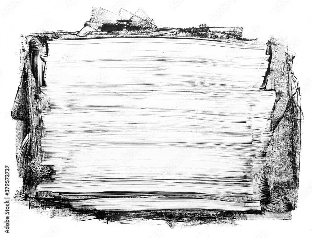 black smudge and blur marks on white paper - abstract black and white texture background