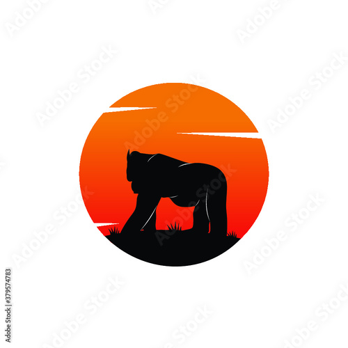 Vector image of a silhouette gorilla photo