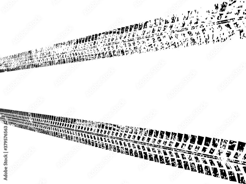 Fototapeta premium Vector Print Textured Tire Track . Design Element .Bike thread silhouette