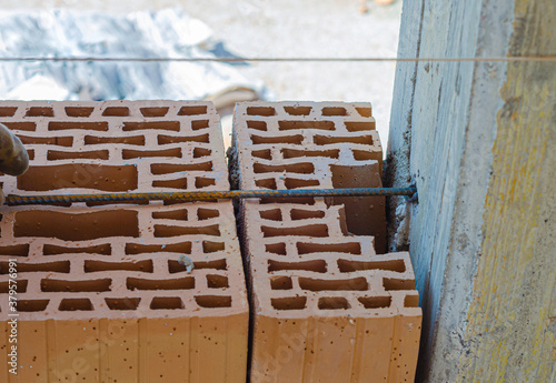 Canvas Print Anchoring of the masonry in the pillar for the anti-seismic prescription