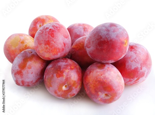 very tasty,sweet pink plums close up