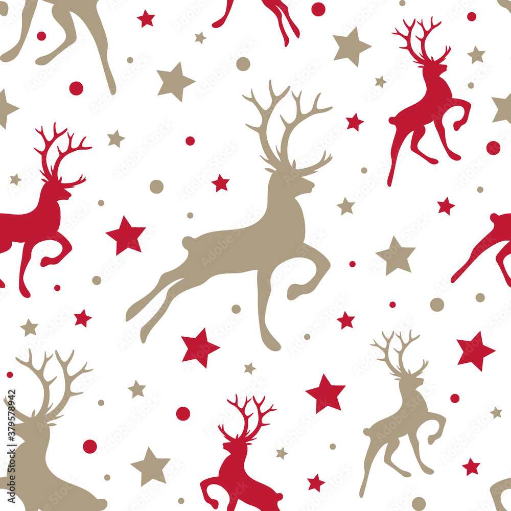 Christmas background with reindeers and stars. Xmas pattern. Vector Christmas background with reindeers and stars. Xmas pattern. Vector