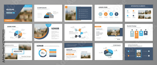 Presentation templates design. Vector templates portfolio with infographic elements. Multipurpose template for brochure cover, annual report, advertising, presentation slide, flyer leaflet.