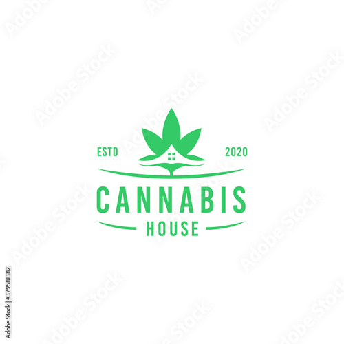 Leaf Cannabis House logo design Vector