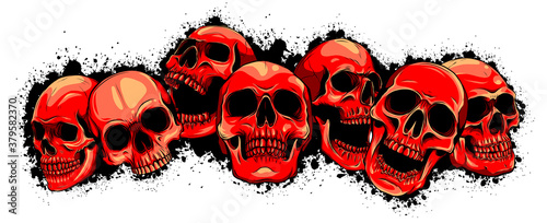 vector grunge background with a skulls.