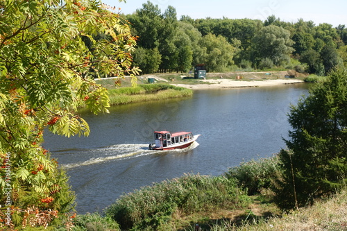 View of the Tsna River in Tambov on a sunny summer day