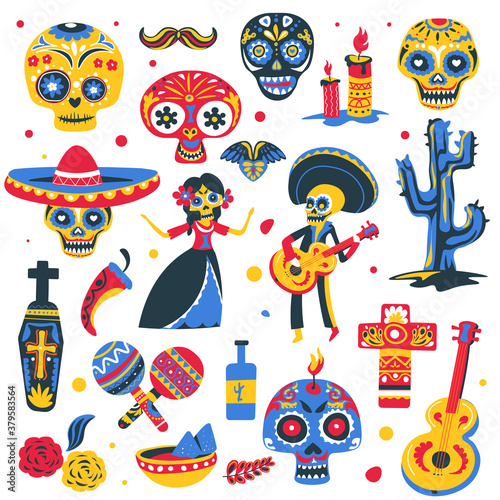Day of the dead traditional symbols of mexican holiday