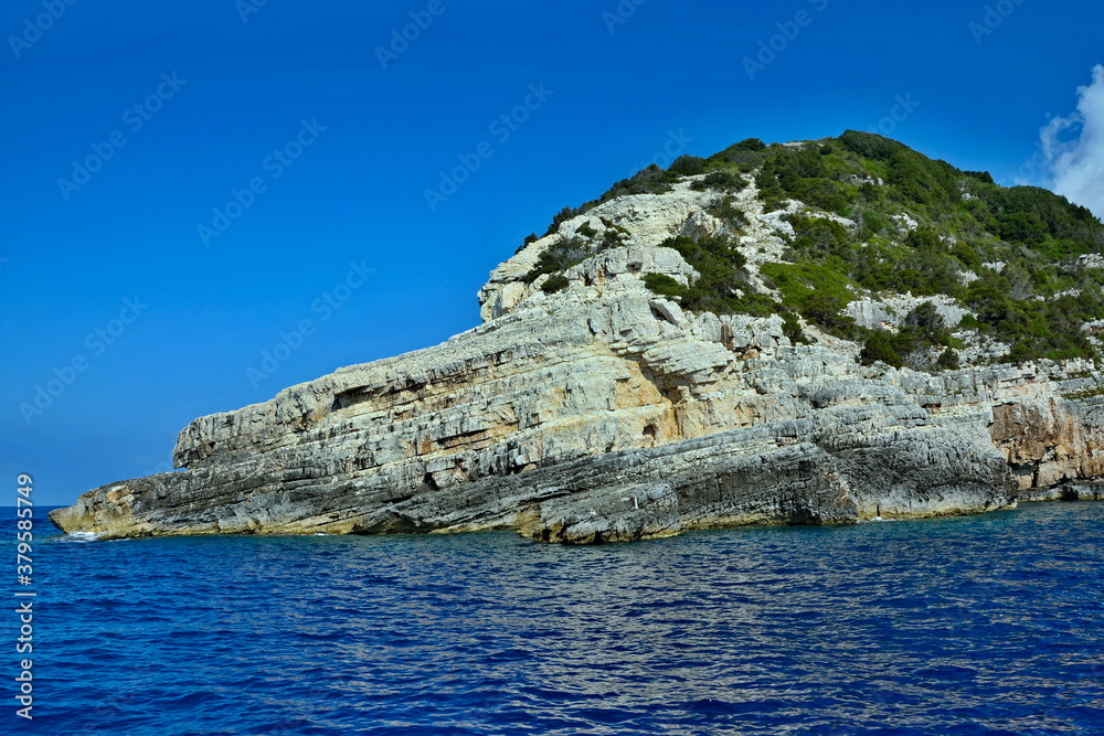 Greece-view of the rocky coast of the island of Paxos