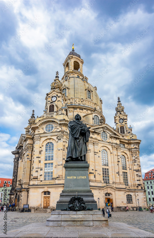 Martin Luther Monument at Frauenkirche (Church of Our Lady) on New Market square (Neumarkt), Dresden, Germany
