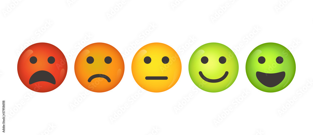 User experience feedback concept with different mood emoji. Feedback emoji form for web site or app.