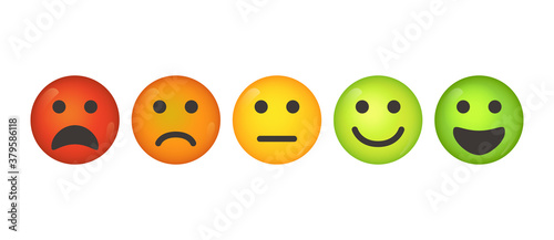 User experience feedback concept with different mood emoji. Feedback emoji form for web site or app.