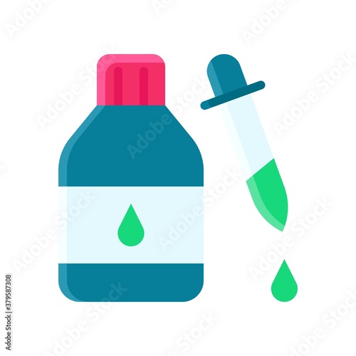 laboratory icon related laboratory vaccine bottle with dropper and drope vector in flat style, photo