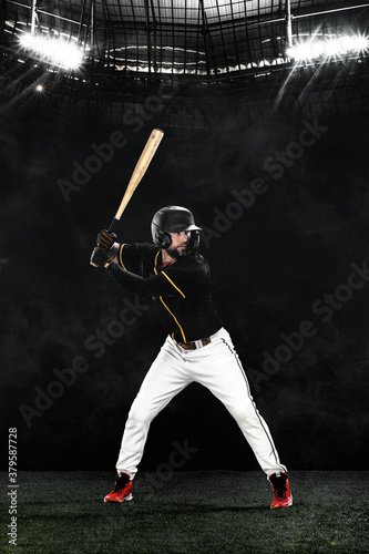 Canvas Print Porfessional baseball player with bat on grand arena