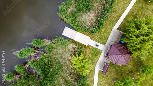 Aerial view of Puricel Poroschia Pond in Alexandria Teleorman Romania
