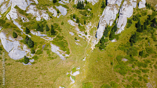 Aerial view of the Tigaile Mari in Ciucas Mountain Romania