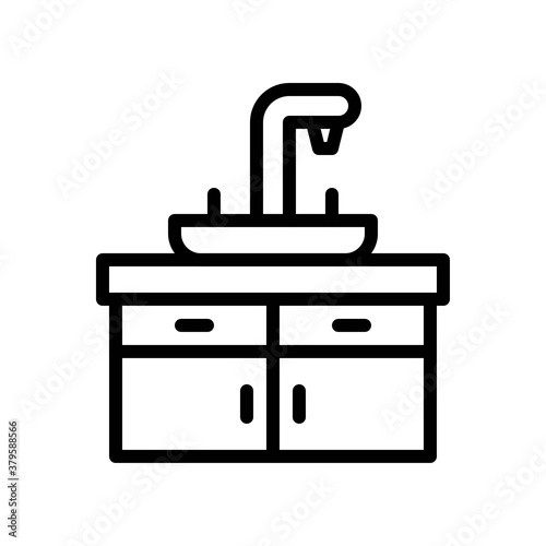 laboratory icon related laboratory sink with faucet vector in lineal style,