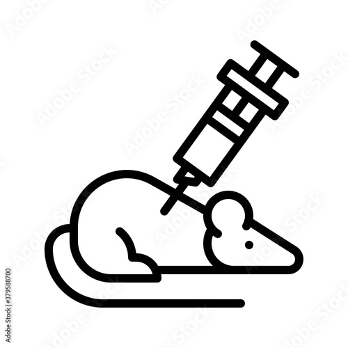 laboratory icon related laboratory injection or syringe with rat vector in lineal style,