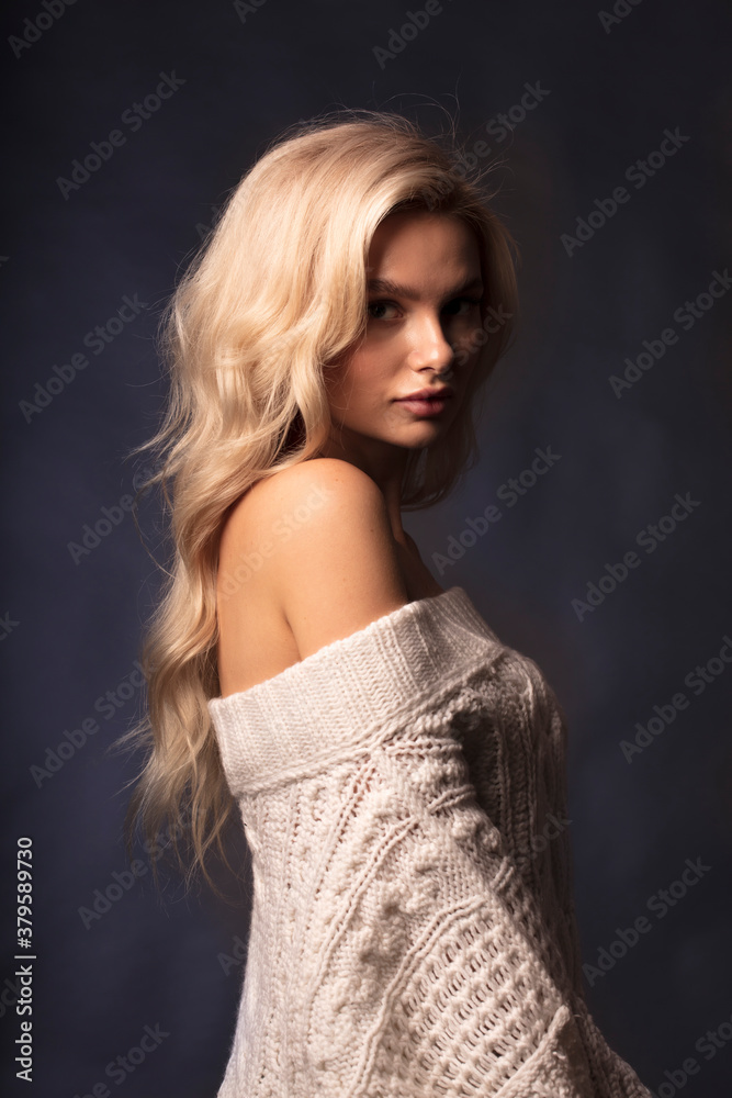 Fototapeta premium portrait of a young woman, shooting in a photo studio