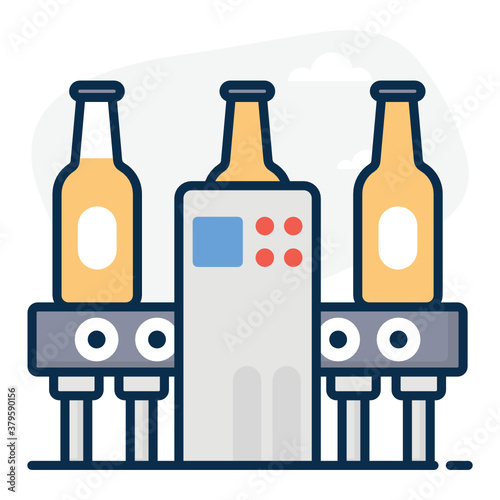 
An icon style of beverage industry, editable flat vector 
