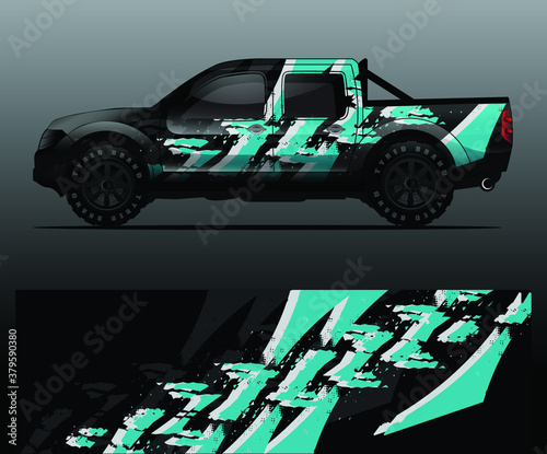 truck and vehicle Graphic vector. Racing background for vinyl wrap and decal