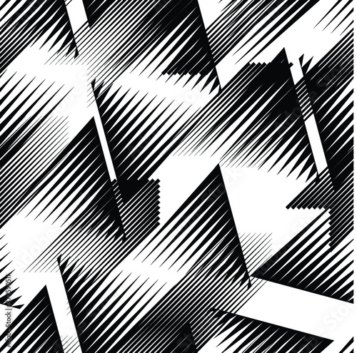 Seamless pattern with speed lines.Triangles
 unusual poster Design .repeating , diagonal, slanting, oblique Black Vector stripes .Geometric shape. Endless texture