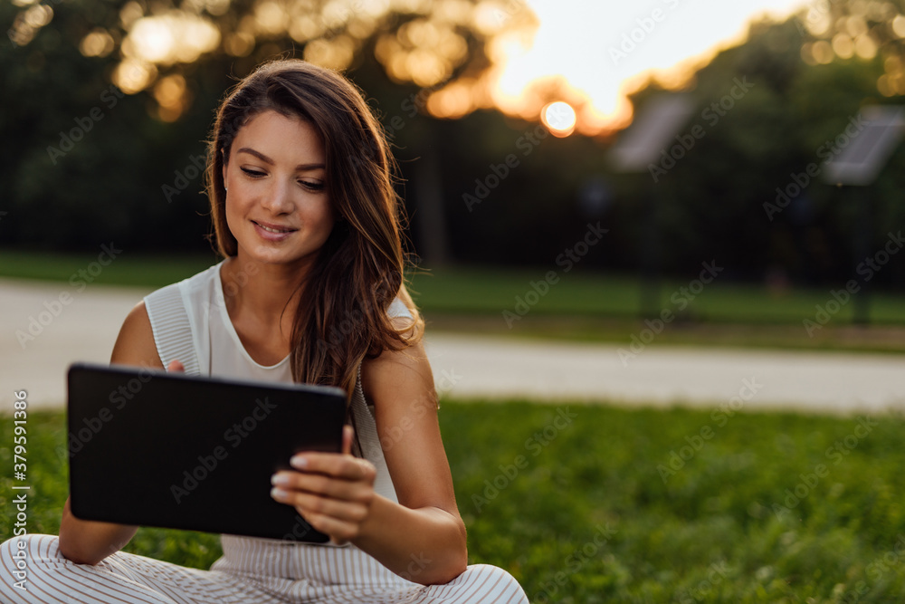 Fototapeta premium Working outside, in nature.