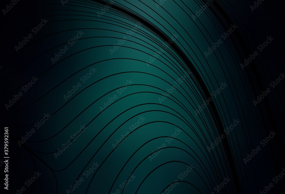 Naklejka premium Dark Green vector template with curved lines.