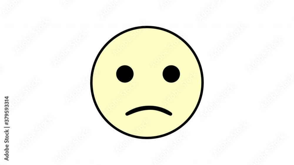 Self drawing animation of smiley, emoticon, smiley-face emoji - different meanings: calm, smile, sad. White background. Copy space Self drawing animation of smiley, emoticon, smiley-face emoji - different meanings: calm, smile, sad. White background. Copy space
