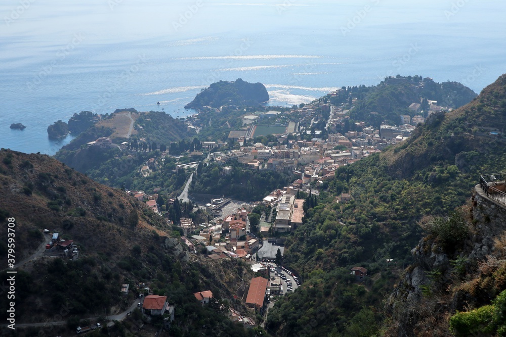 Obraz premium Castelmola - Panorama di Taormina da Piazza Sant'Antonio