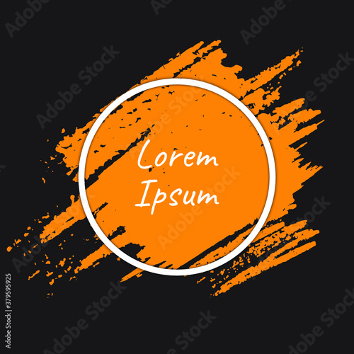 Vector of blank photo frame with brush and sample text on black background. Eps 10 vector illustration.