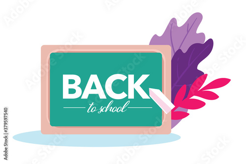 Back to school banner with blackboard and chalk