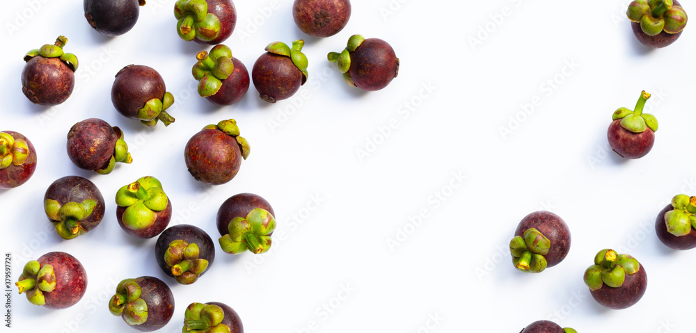 Mangosteen on white background. Mangosteen on white background.