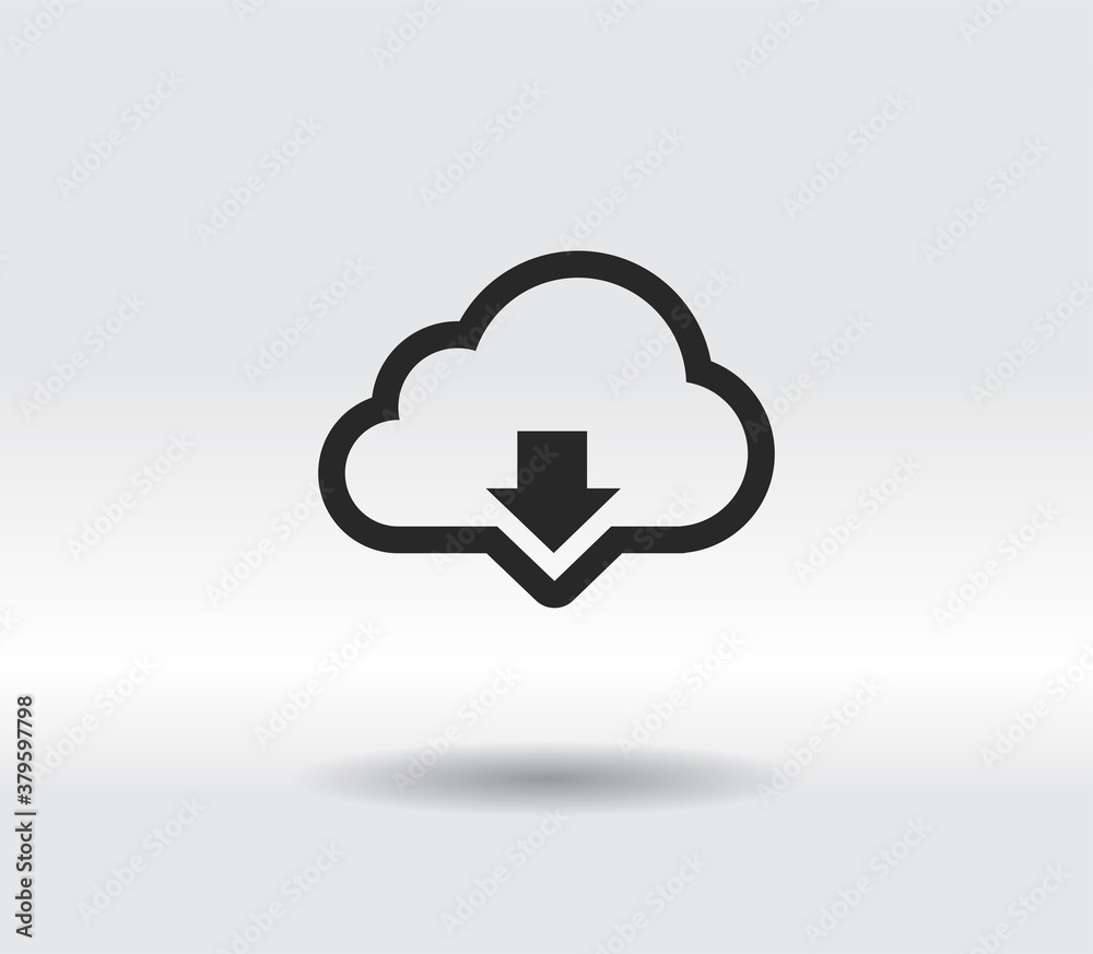 Vector cloud computing download icon, vector illustration. Flat design style Vector cloud computing download icon, vector illustration. Flat design style