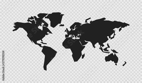 World map minimalism style on transparent backdrop. Abstract global education flat