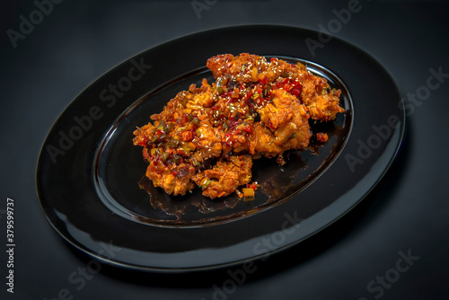 Spicy Korean Chicken Fried In Sweet And Sour Sauce