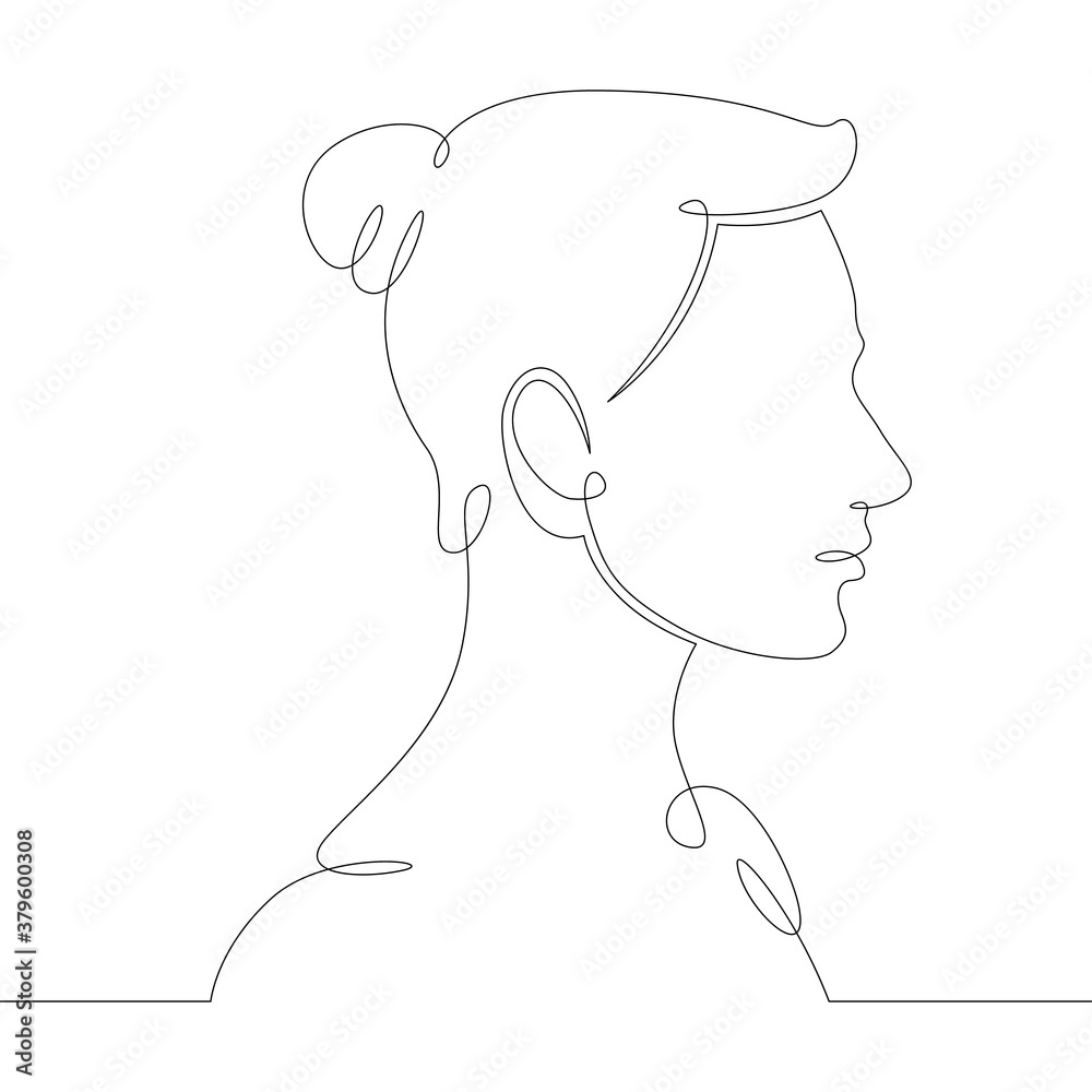 young woman girl portrait profile head bustsketch  side view