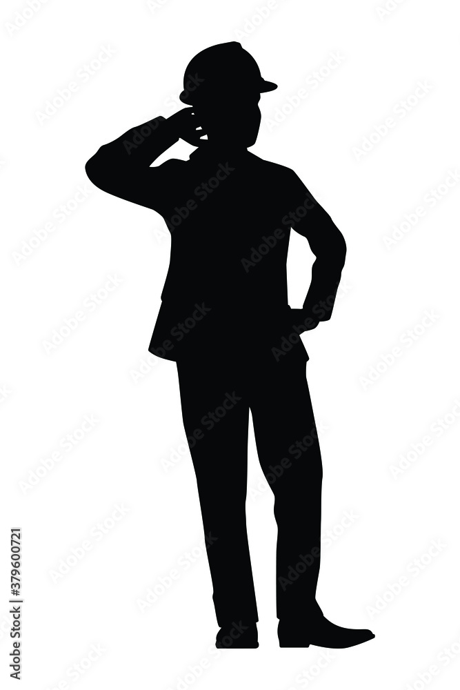 Standing engineer silhouette vector Standing engineer silhouette vector